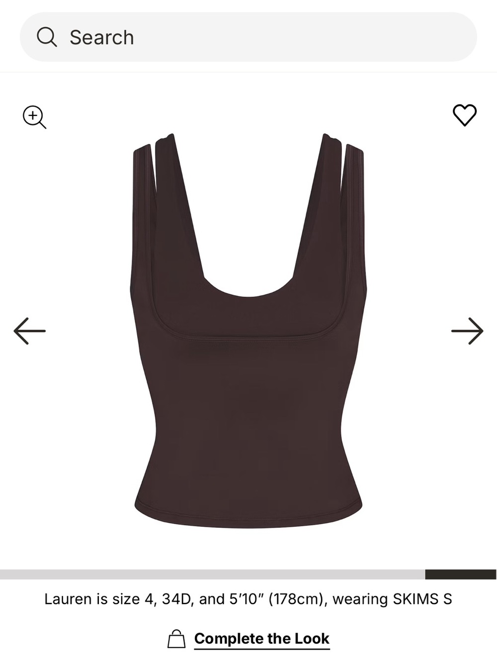 SKIMS double scoop Chocolate Brown Square-Neck Tank